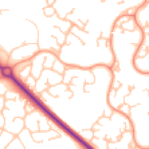Daytime road noise heatmap for TF1 6FJ