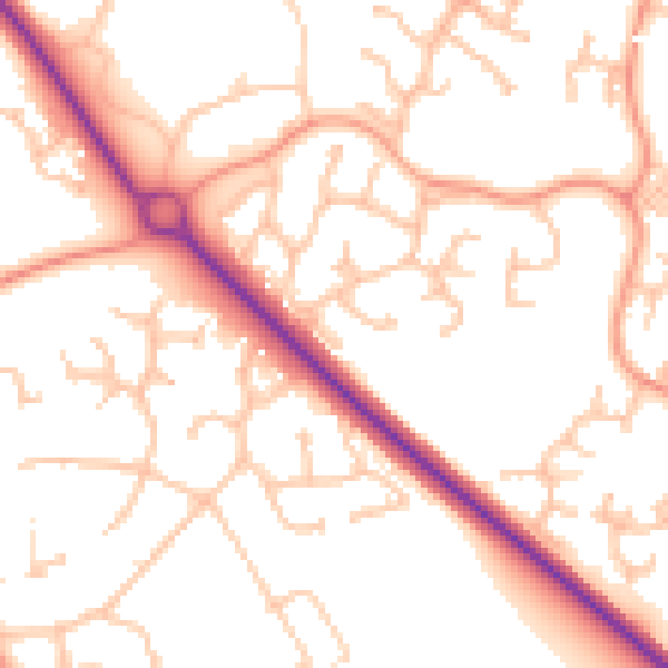 Daytime road noise heatmap for TF1 6FY