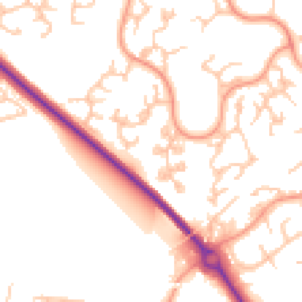 Daytime road noise heatmap for TF1 6UQ