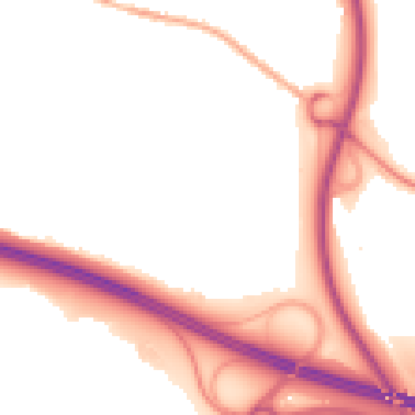 Night-time road noise heatmap for TF2 0AS