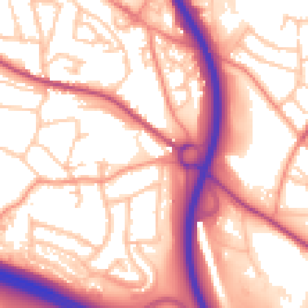 Daytime road noise heatmap for TF2 0BW