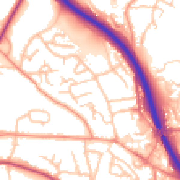 Daytime road noise heatmap for TF2 6HN