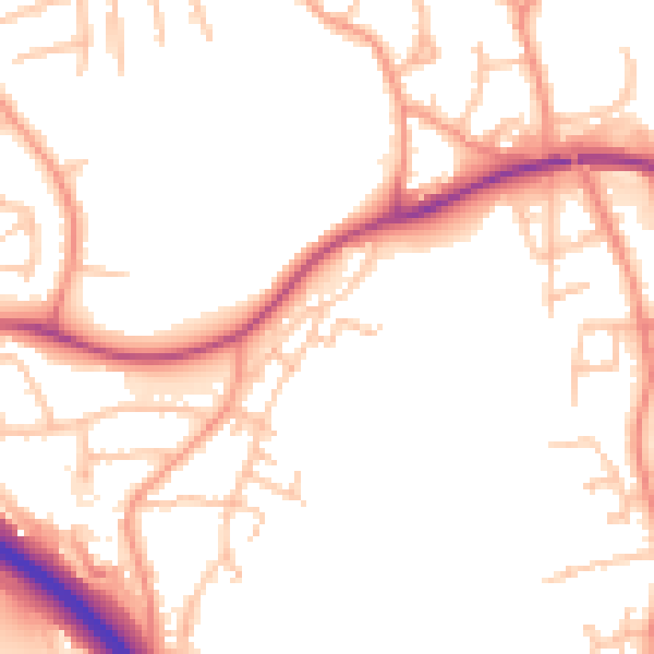 Daytime road noise heatmap for TF2 6LE
