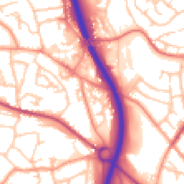 Daytime road noise heatmap for TF2 6NG