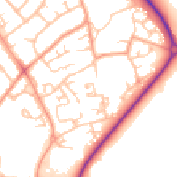 Daytime road noise heatmap for TF2 7QT