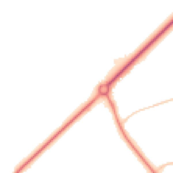 Night-time road noise heatmap for TF2 8JU