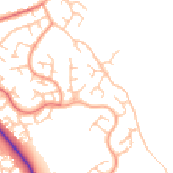 Daytime road noise heatmap for TF2 8QZ