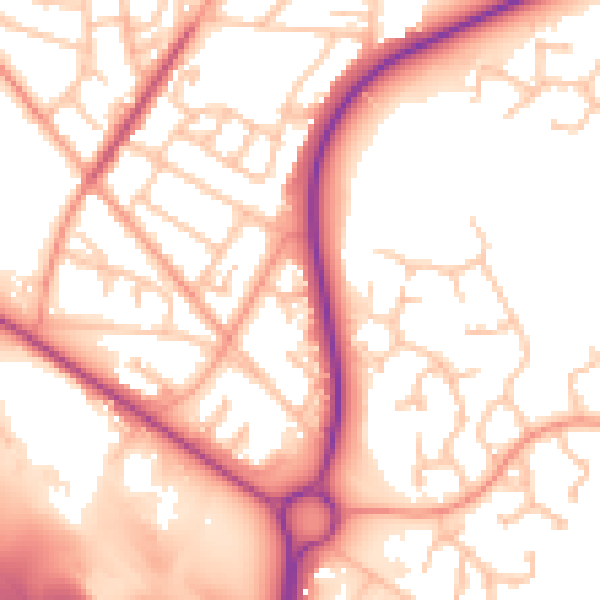 Daytime road noise heatmap for TF2 9FU