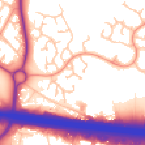 Daytime road noise heatmap for TF2 9QJ