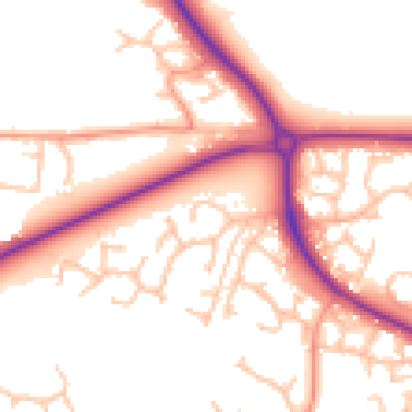 Daytime road noise heatmap for TF2 9SH