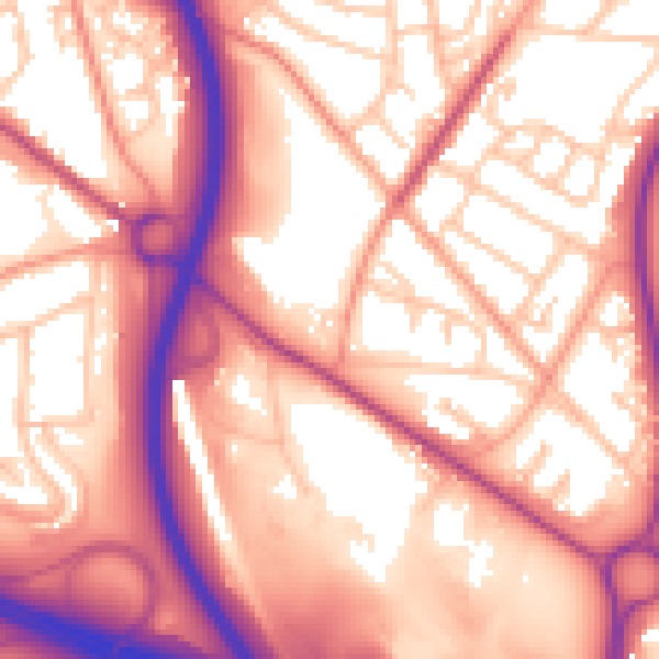 Daytime road noise heatmap for TF2 9YS
