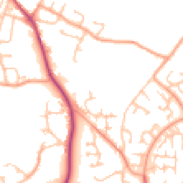 Daytime road noise heatmap for TF3 1AU