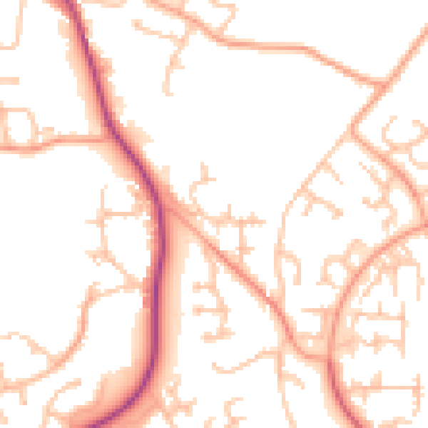 Daytime road noise heatmap for TF3 1AW