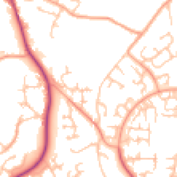 Daytime road noise heatmap for TF3 1AY
