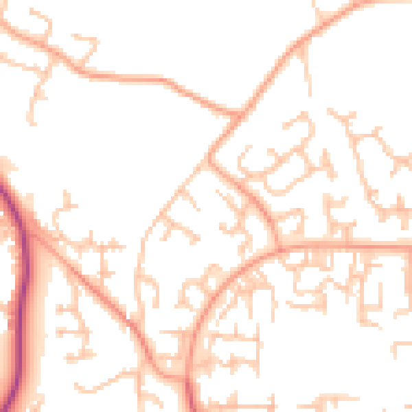 Daytime road noise heatmap for TF3 1BJ