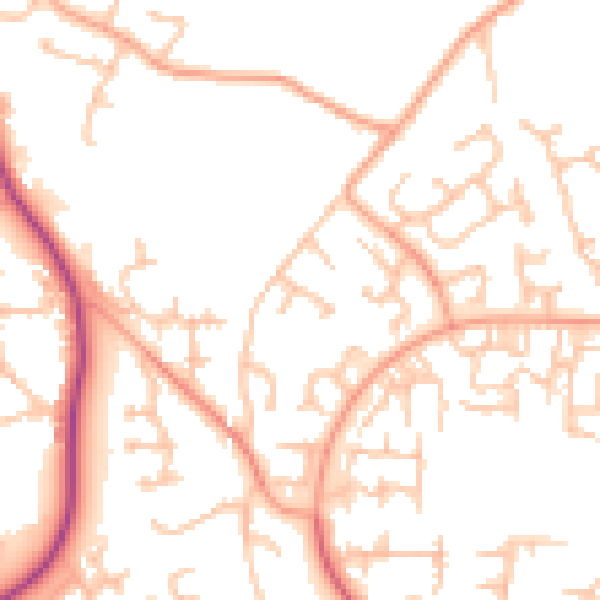 Daytime road noise heatmap for TF3 1BN