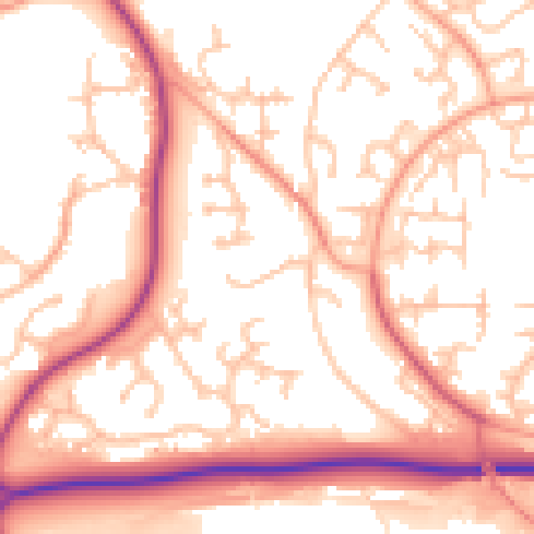 Daytime road noise heatmap for TF3 1BT