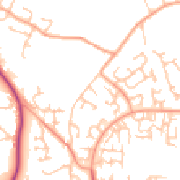 Daytime road noise heatmap for TF3 1BW