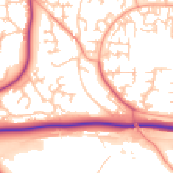 Daytime road noise heatmap for TF3 1BX