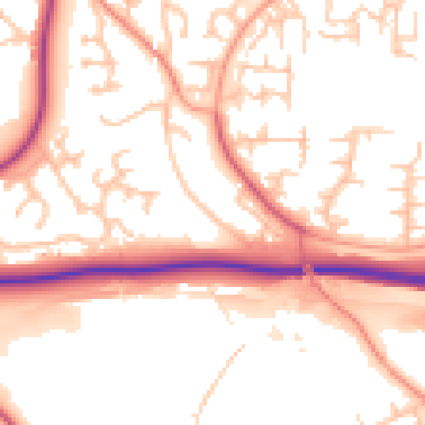 Daytime road noise heatmap for TF3 1BY