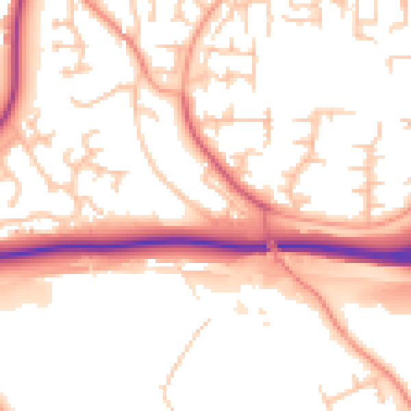 Daytime road noise heatmap for TF3 1BZ