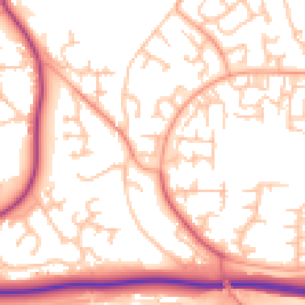 Daytime road noise heatmap for TF3 1DT
