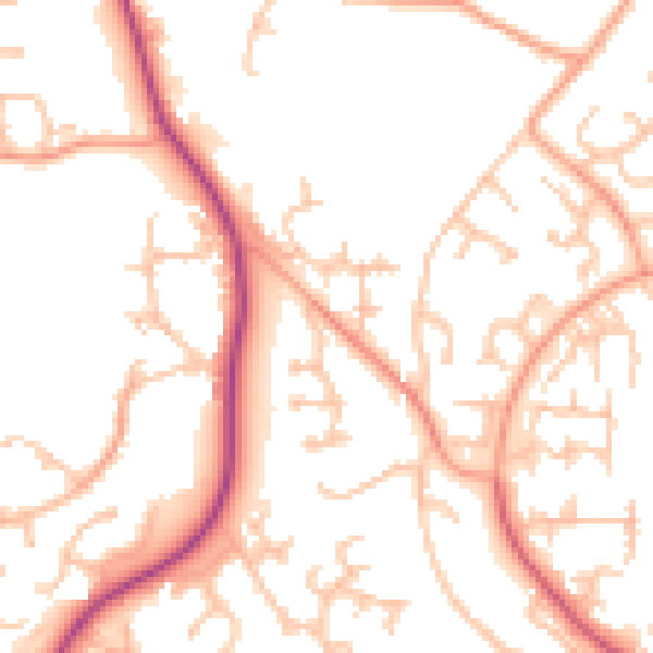 Daytime road noise heatmap for TF3 1EQ