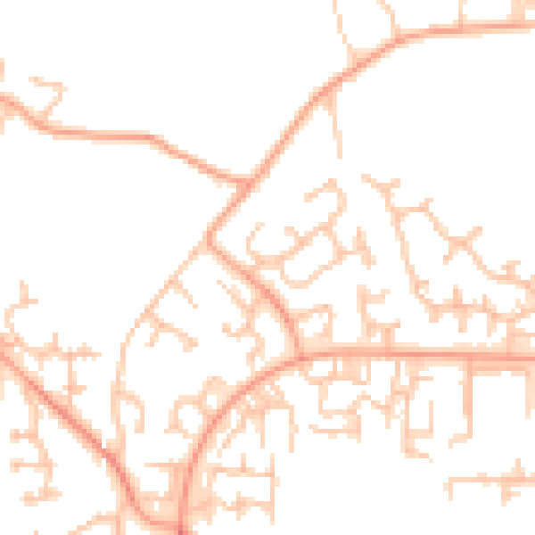 Daytime road noise heatmap for TF3 1EW