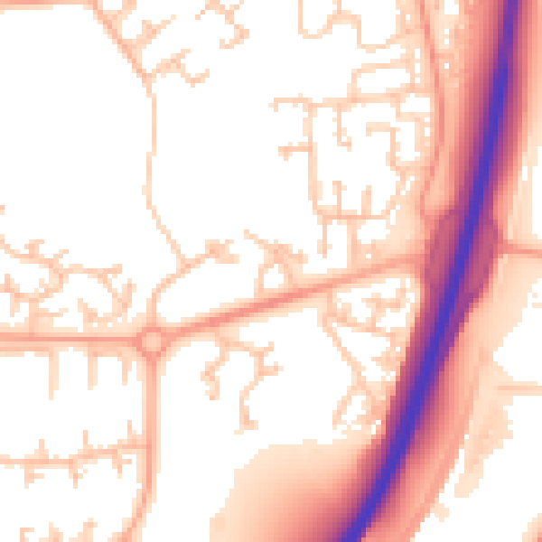 Daytime road noise heatmap for TF3 1EY