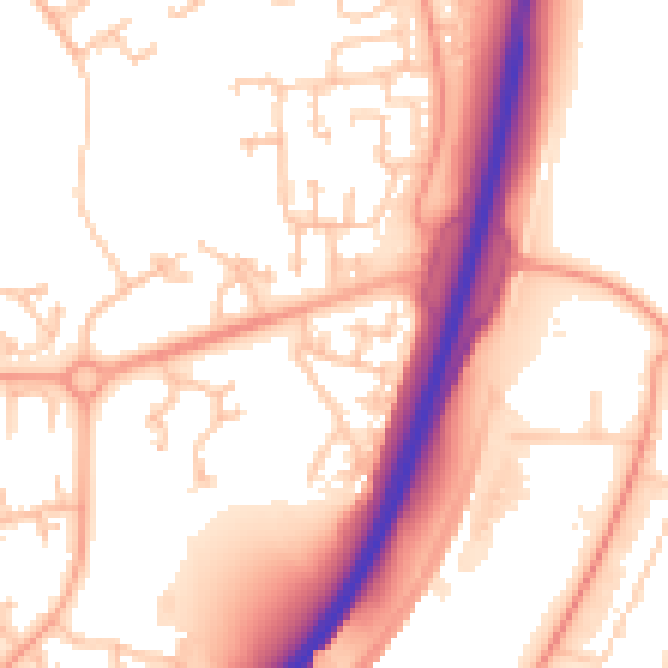 Daytime road noise heatmap for TF3 1QE