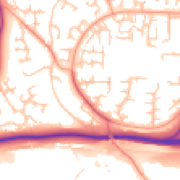 Daytime road noise heatmap for TF3 1SW