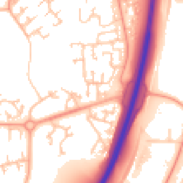 Daytime road noise heatmap for TF3 1XY