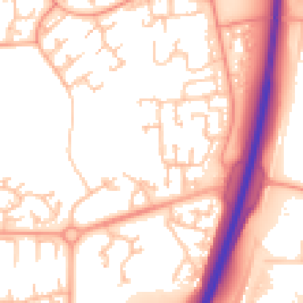 Daytime road noise heatmap for TF3 1XZ