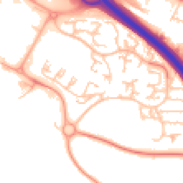 Daytime road noise heatmap for TF3 2BQ