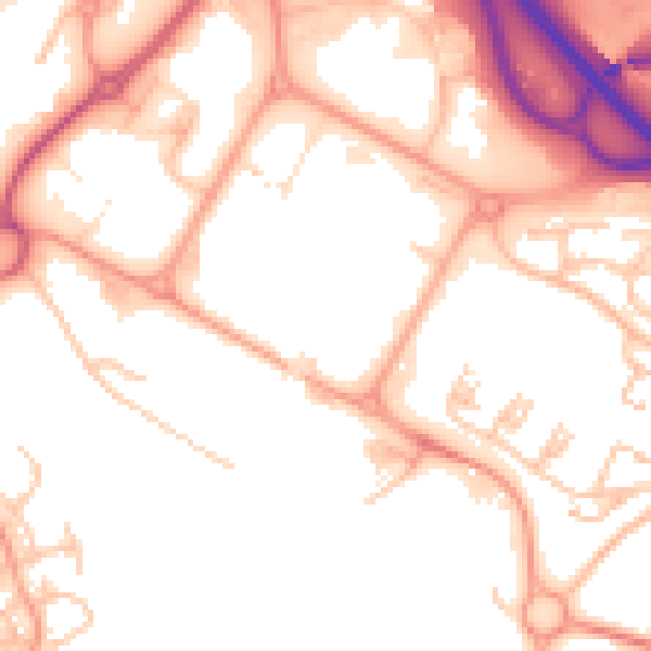 Daytime road noise heatmap for TF3 4BW
