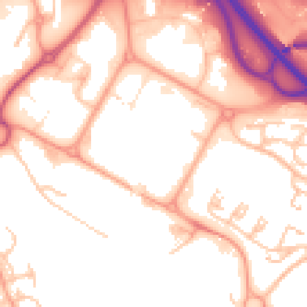 Daytime road noise heatmap for TF3 4DG