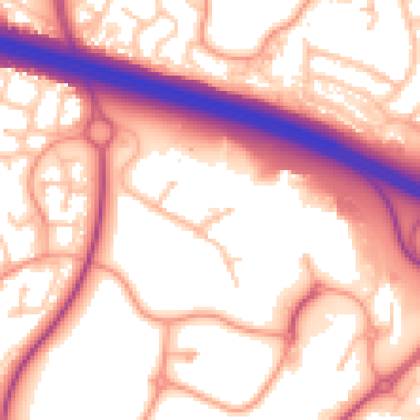 Daytime road noise heatmap for TF3 4TJ