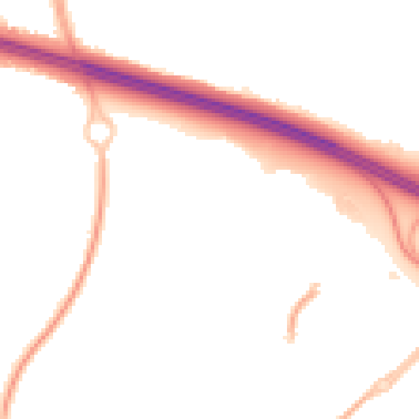 Night-time road noise heatmap for TF3 4TJ
