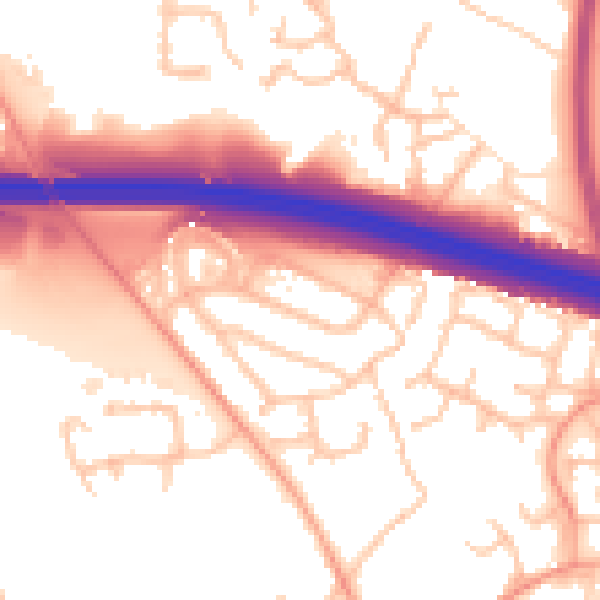 Daytime road noise heatmap for TF3 5AN