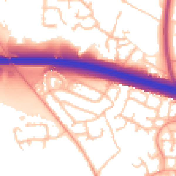 Daytime road noise heatmap for TF3 5AW