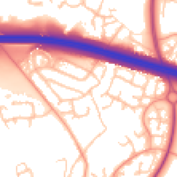 Daytime road noise heatmap for TF3 5AY