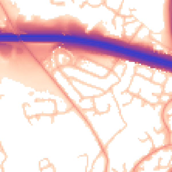 Daytime road noise heatmap for TF3 5BA