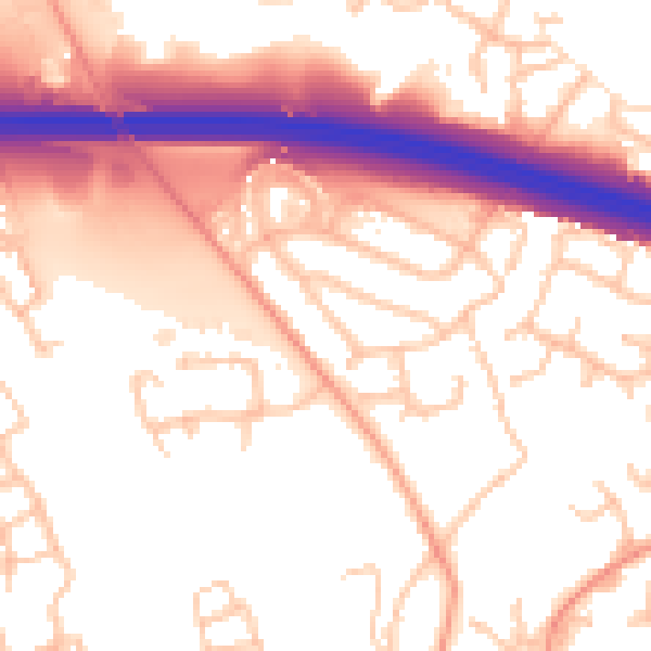 Daytime road noise heatmap for TF3 5BD