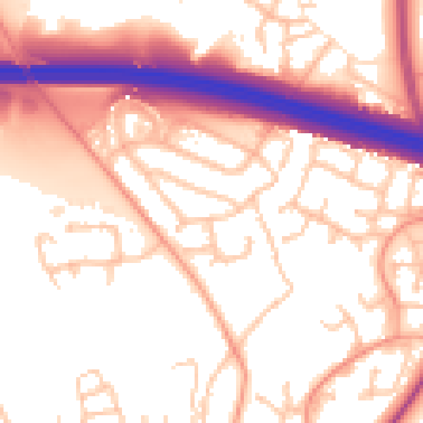 Daytime road noise heatmap for TF3 5BE