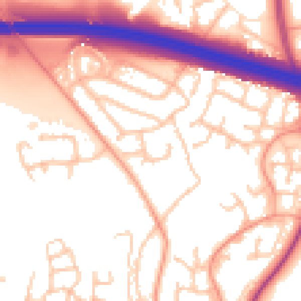 Daytime road noise heatmap for TF3 5BN