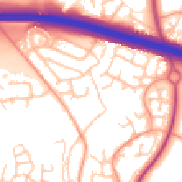 Daytime road noise heatmap for TF3 5BU