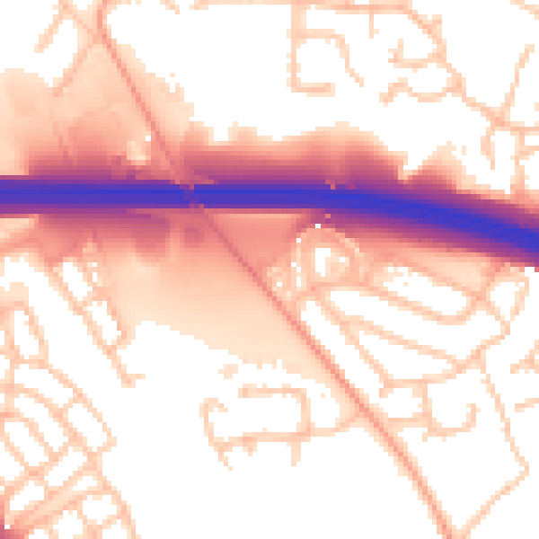 Daytime road noise heatmap for TF3 5BX