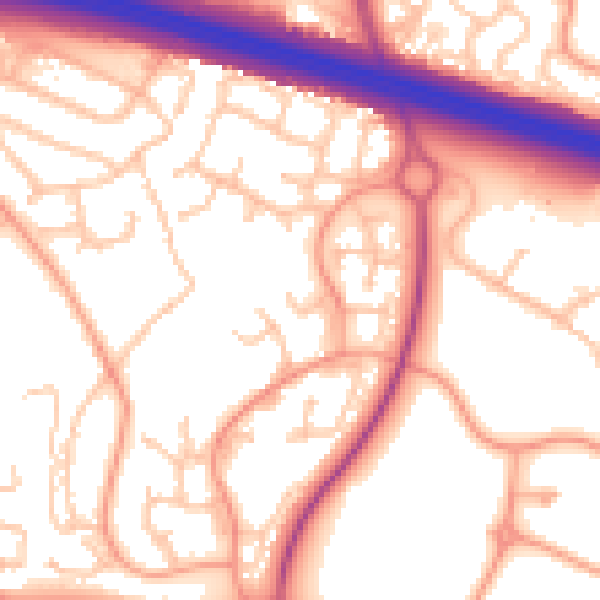 Daytime road noise heatmap for TF3 5DE