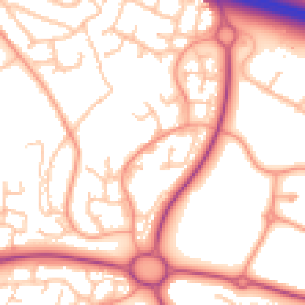 Daytime road noise heatmap for TF3 5DG