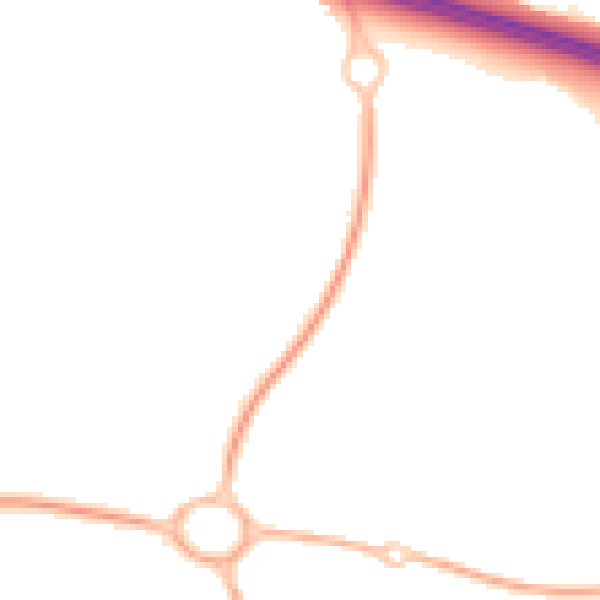 Night-time road noise heatmap for TF3 5DL